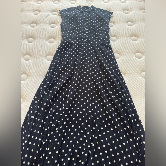 J. Crew button down midi shirt dress navy and polka dots size 0 - Picture 3 of 5